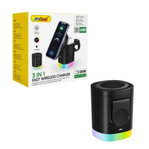 Andowl Φορτιστής Ασύρματης Φόρτισης 3 σε 1 MagSafe 20W  Q-A63 - 3 in 1 Magnetic Fast Wireless Charger