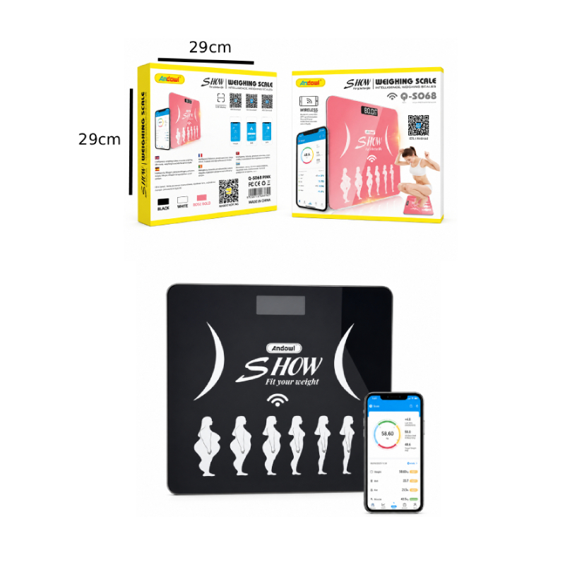 Andowl Έξυπνη Ψηφιακή Ζυγαριά Σώματος με Bluetooth & Ανάλυση Σωματικών Δεικτών Q-S068 - Smart Bluetooth Body Composition Scale - Image 2