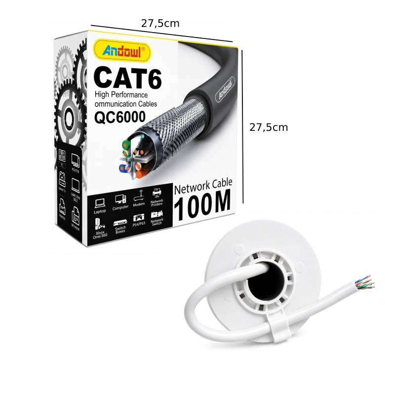 Andowl Καλώδιο Δικτύου CAT6 100 Μέτρων Υψηλής Απόδοσης QC6000 - High Performance Network Cable - Image 2