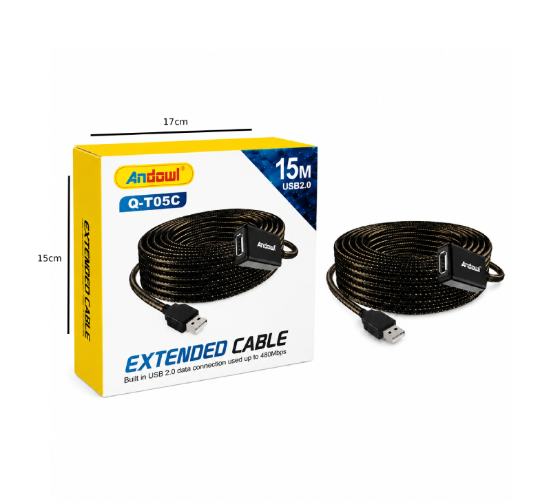 Andowl Καλώδιο Επέκτασης USB 2.0 15 Μέτρων Q-T05C - USB 2.0 Extension Cable 15M - Image 2