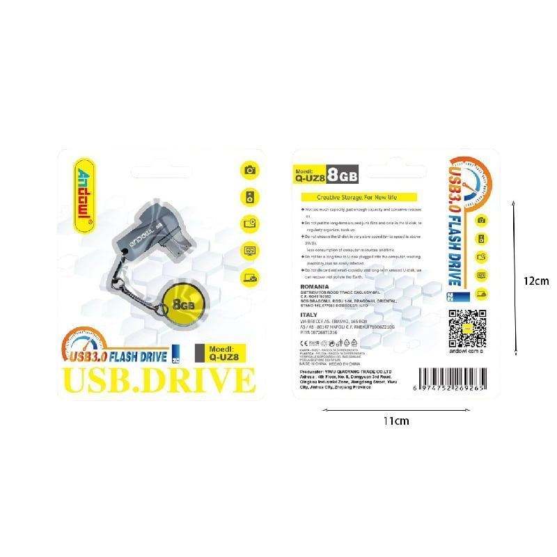 Andowl Στικάκι USB 3.0 Flash Drive 8GB Q-UZ8 - Flash Drive - sukki.gr