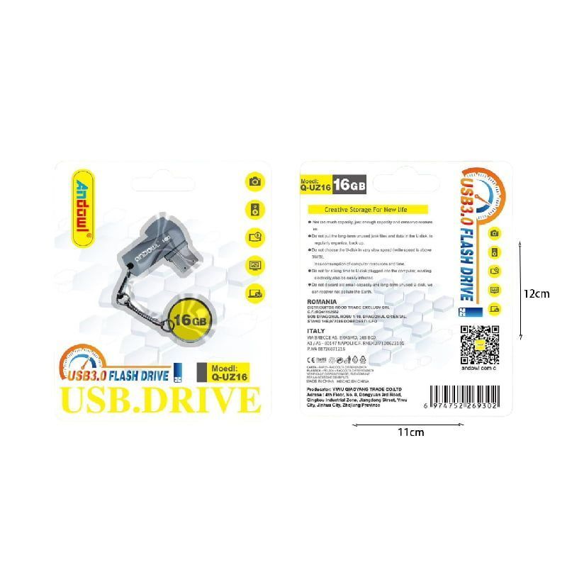Andowl Στικάκι USB 3.0 Flash Drive 16GB Q-UZ16 - Flash Drive - sukki.gr