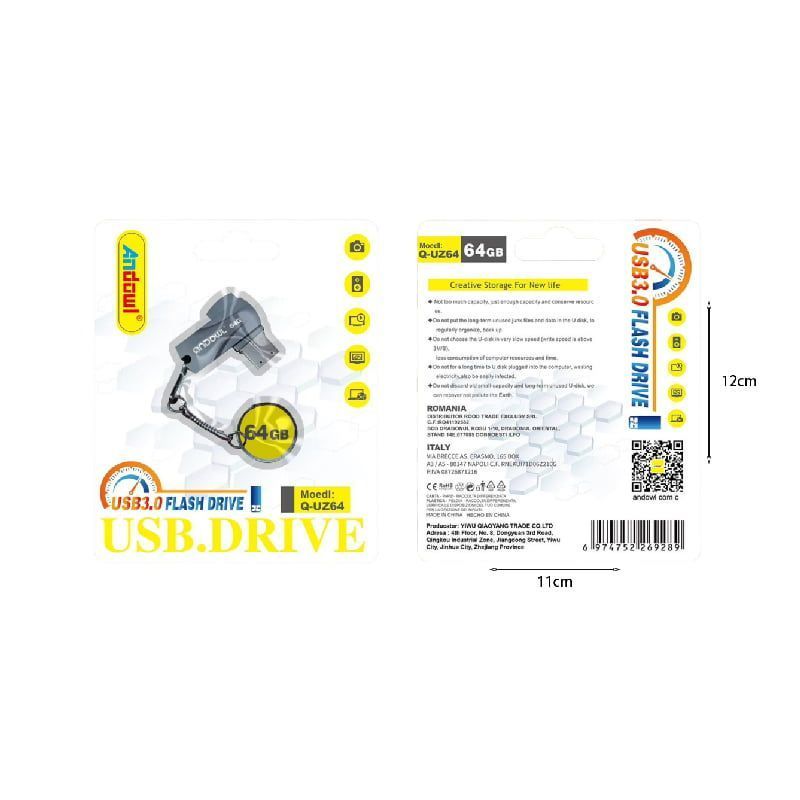 Andowl Στικάκι USB 3.0 Flash Drive 64GB Q-UZ64 - Flash Drive - sukki.gr