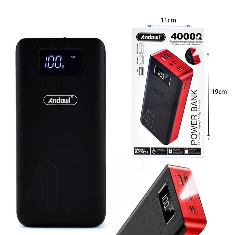 Andowl Q-CD701 Power Bank 40000mAh με 2 Θύρες USB - LED Screen Display Power Bank - Image 6