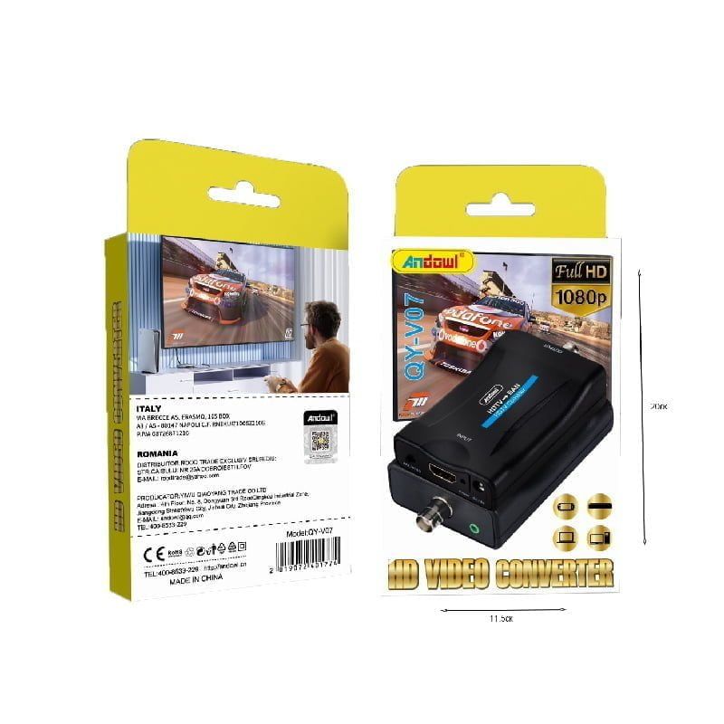 Andowl Μετατροπέας HDMI female σε BNC female QY-V07 - HDMI to BNC Video Converter - Image 3
