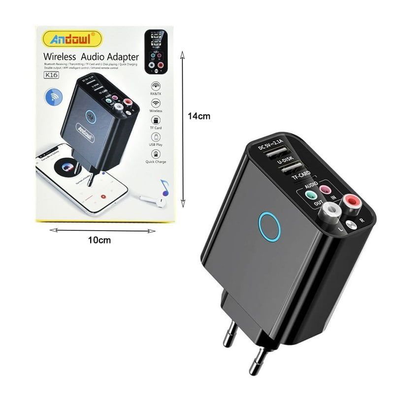 Andowl Ασύρματος Αναμεταδότης Ήχου Μπριζάκι Bluetooth K16 - Wireless Audio Adapter - Image 4