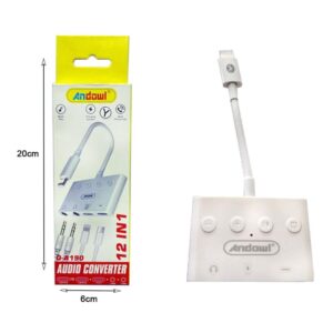 Alternative view of Andowl Αντάπτορας Ήχου 12 σε 1 για iPhone Q-A190 - 12in1 Audio Converter