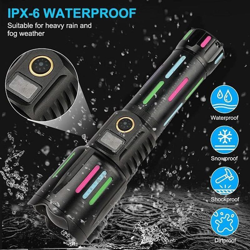 Andowl Επαναφορτιζόμενος Φακός Led 3200mAh με 5 λειτουργίες με δυνατότητα ζουμ L550 - Aluminum Alloy Strong Light Flashlight - Image 2