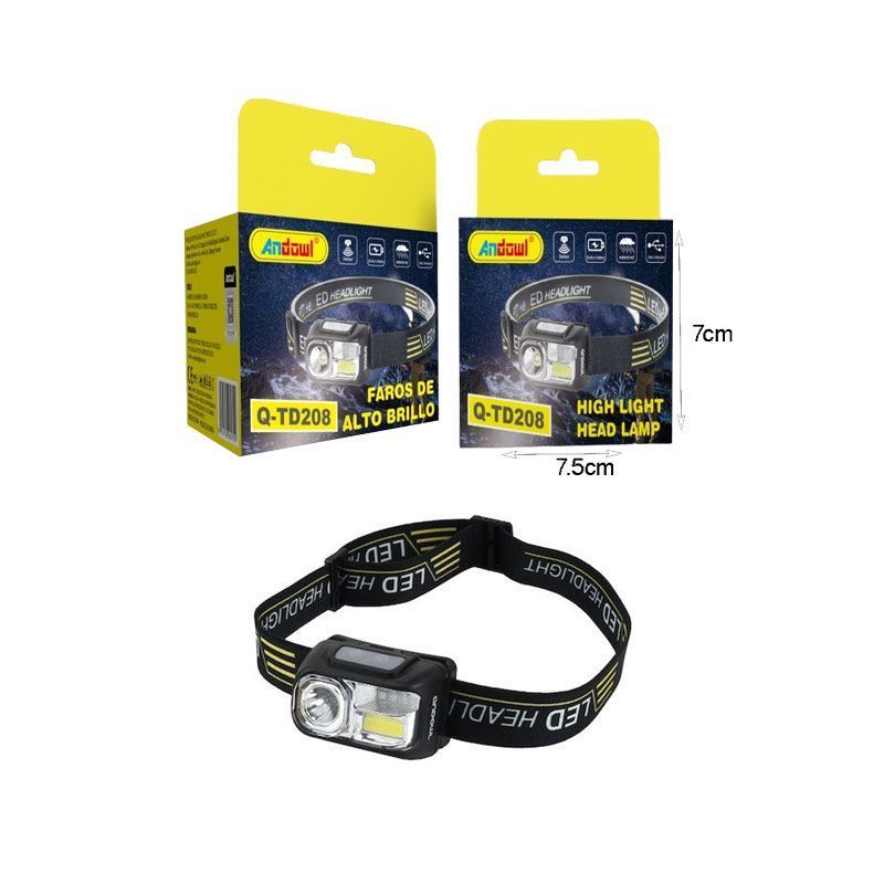 Andowl Επαναφορτιζόμενος Φακός Κεφαλής LED Αδιάβροχος με Μέγιστη Φωτεινότητα 400lm Q-TD208 - High Light Head Lamp - Image 4