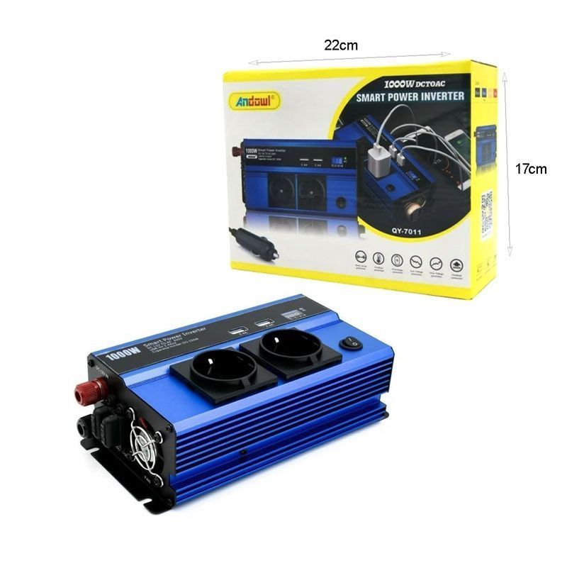 ANDOWL QY-7011 Μετατροπέας Ισχύος Αυτοκινήτου 1000W 12V 220V με 2xUSB - Smart power inverter - Image 8