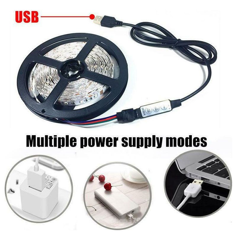 Andowl Ταινία LED Τροφοδοσίας USB (5V) RGB Μήκους 2m Σετ με Τηλεχειριστήριο και Τροφοδοτικό Τύπου SMD5050 Q-DT20 - LED strip lights - Image 5