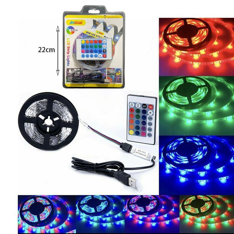 Andowl Ταινία LED Τροφοδοσίας USB (5V) RGB Μήκους 2m Σετ με Τηλεχειριστήριο και Τροφοδοτικό Τύπου SMD5050 Q-DT20 - LED strip lights - Image 6