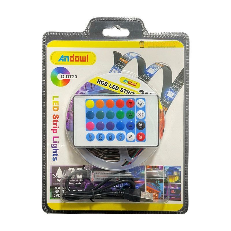 Andowl Ταινία LED Τροφοδοσίας USB (5V) RGB Μήκους 2m Σετ με Τηλεχειριστήριο και Τροφοδοτικό Τύπου SMD5050 Q-DT20 - LED strip lights - Image 2