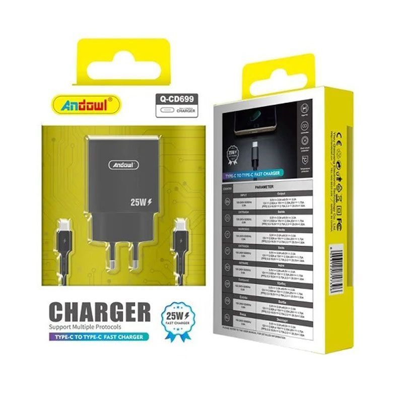 Andowl Φορτιστής με Θύρα Type-C σε Type-C Q-CD699 - Charger - sukki.gr