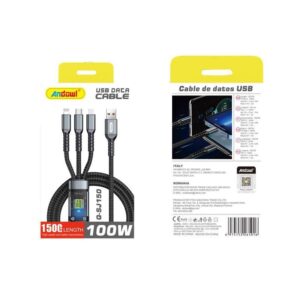 Andowl Καλώδιο Δεδομένων 4σε1 100W 150cm Q-SJ150 - Data Cable - sukki.gr