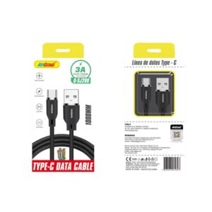 Andowl Καλώδιο Δεδομένων USB σε Type-C 1m 3A Q-SJ200- Data Cable - sukki.gr