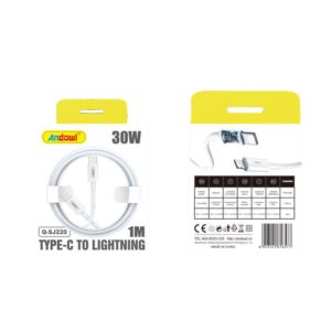 Andowl Καλώδιο φόρτισης USB 1 μέτρων Type-C σε Lightning 30W Q-SJ220- USB Data Cable - sukki.gr