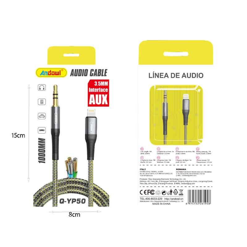 Andowl Καλώδιο ήχου Lightning σε AUX 3.5mm Q-YP50 - Audio Cable - Image 2