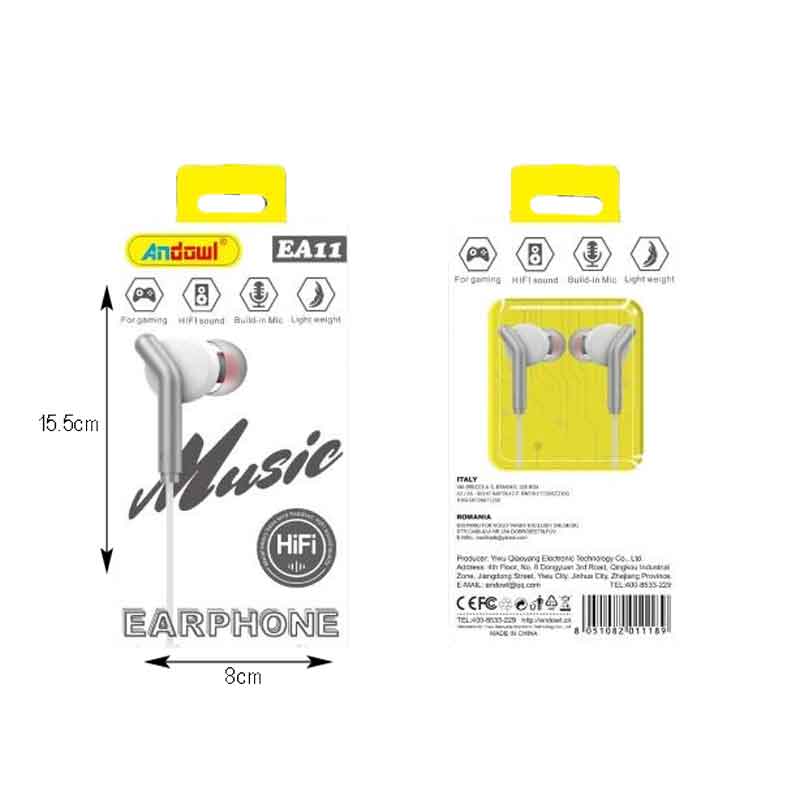 Andowl Ενσύρματα Ακουστικά με Σύνδεση Βύσμα AUX EA11 - Earphone - Image 2