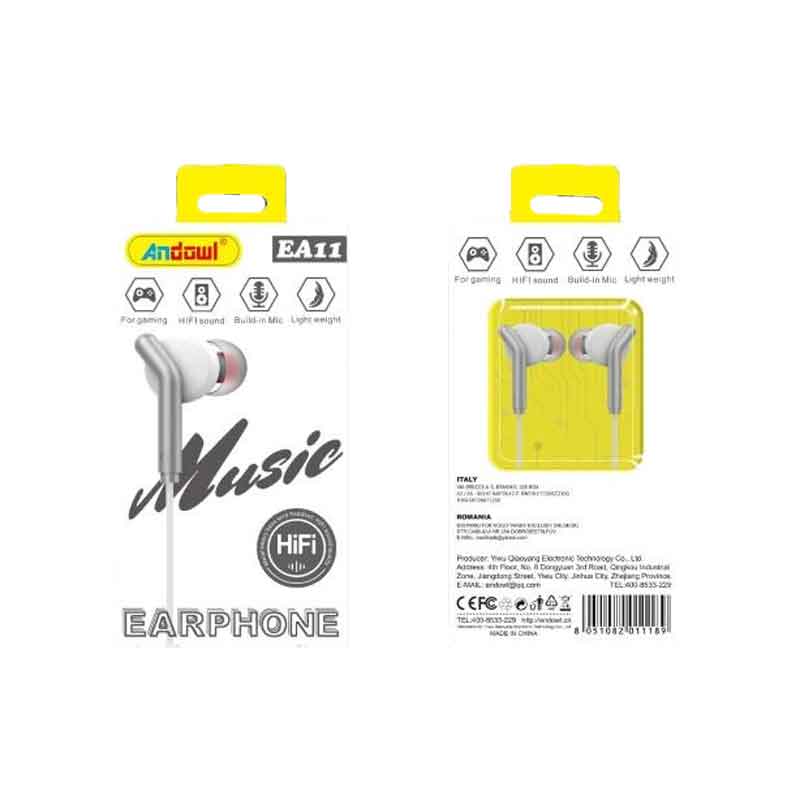 Andowl Ενσύρματα Ακουστικά με Σύνδεση Βύσμα AUX EA11 - Earphone - sukki.gr