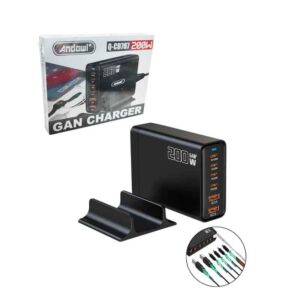 Andowl Βάση Φόρτισης GaN με 2 Θύρες USB-A και 4 Θύρες USB-C 200W Power Delivery / Quick Charge 3.0 Q-CD787 - Gan Charger - sukki.gr