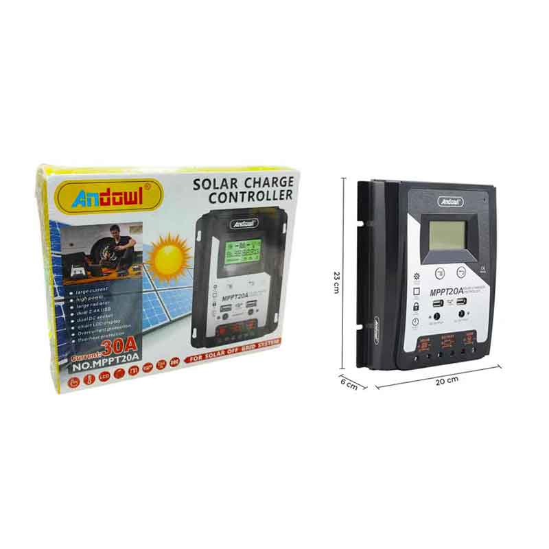 Andowl Ρυθμιστής φόρτισης φωτοβολταϊκών 30Amber MPPT 20A - Solar Charge Controller - sukki.gr