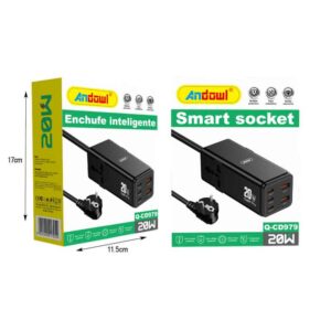 Alternative view of Andowl Πολύπριζο 3 Θύρες Type-C και 2 USB Θύρες Q-CS979 - Smart Socket