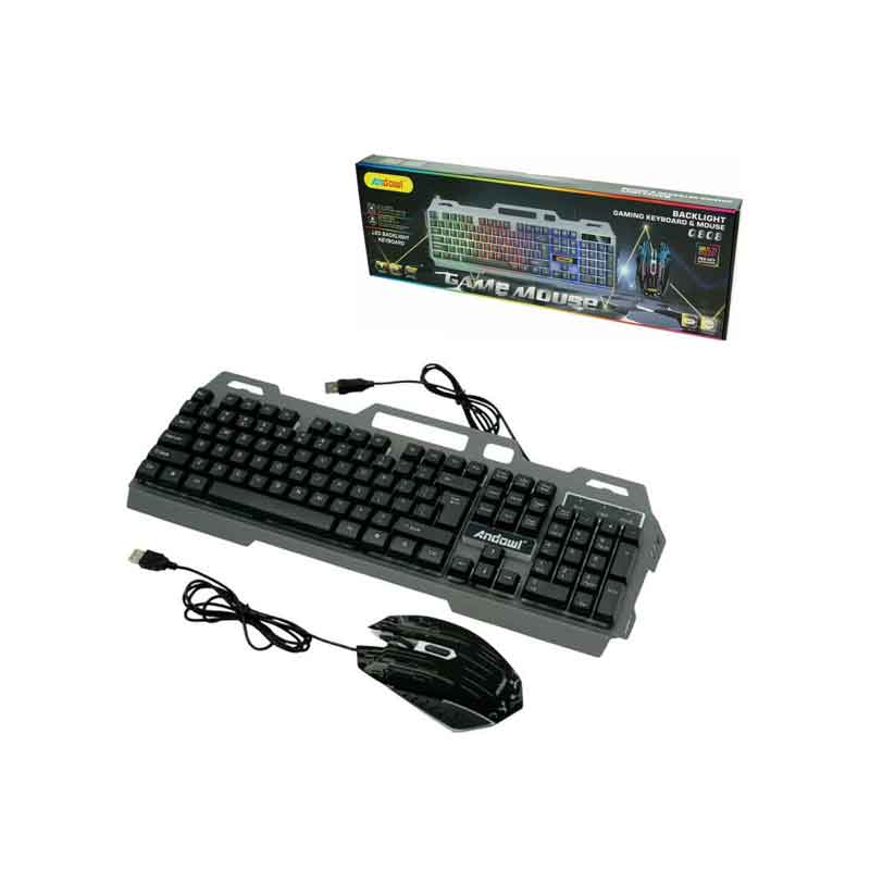 Andowl Σετ Gaming Πληκτρολόγιο με RGB φωτισμό & Ποντίκι (Αγγλικό US) Q-808 – Gaming Keyboard & Mouse - sukki.gr