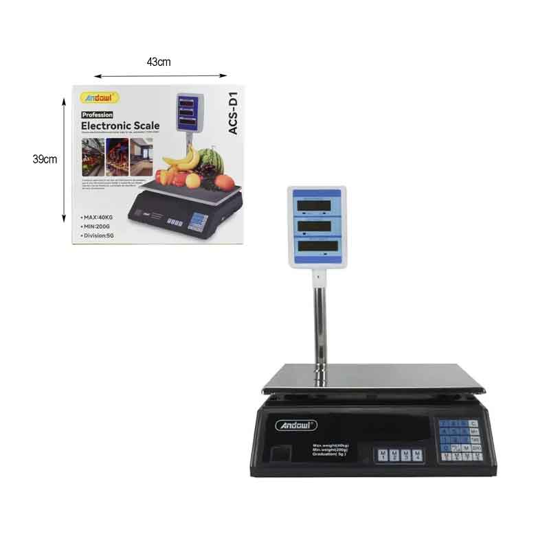 Andowl Ηλεκτρονική ζυγαριά 40KG τριπλής οθόνης ACS-D1- Electronic Scale - Image 3