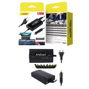 Andowl Universal Φορτιστής Laptop 120W 24V με Αποσπώμενο Καλώδιο Τροφοδοσίας και με σετ βυσμάτων Q-A23 - Power Adaptor - sukki.gr