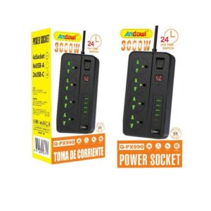 Andowl Πολύμπριζο 4 θέσεων με θύρες USB και Type-C 3000W Q-PX990 - Power Socket - sukki.gr