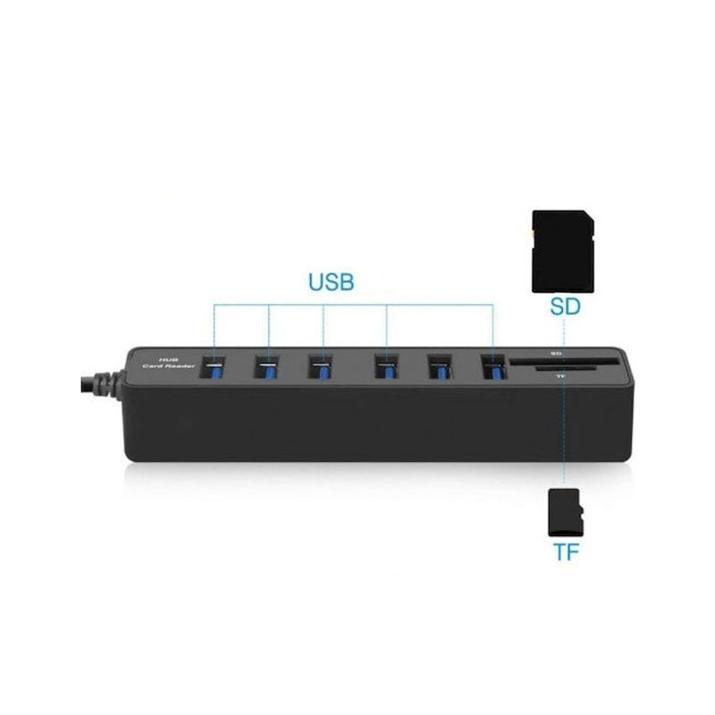 Andowl USB 3.0 Hub 8 Θυρών με σύνδεση USB-C Q-HU300B - Card Reader - Image 3