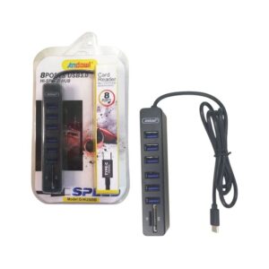 Andowl USB 3.0 Hub 8 Θυρών με σύνδεση USB-C Q-HU300B - Card Reader - sukki.gr