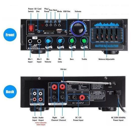 Andowl Ενισχυτής με λειτουργία Karaoke Q-GF289 - Karaoke Reverberation Power Amplifier - Image 2