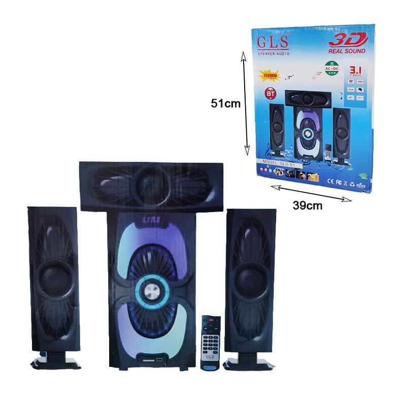GLS 3D Ηχεία BT 15000W με τηλεχειριστήριο 3.1 X-BASS GLS-S1 - Speaker Audio - Image 2