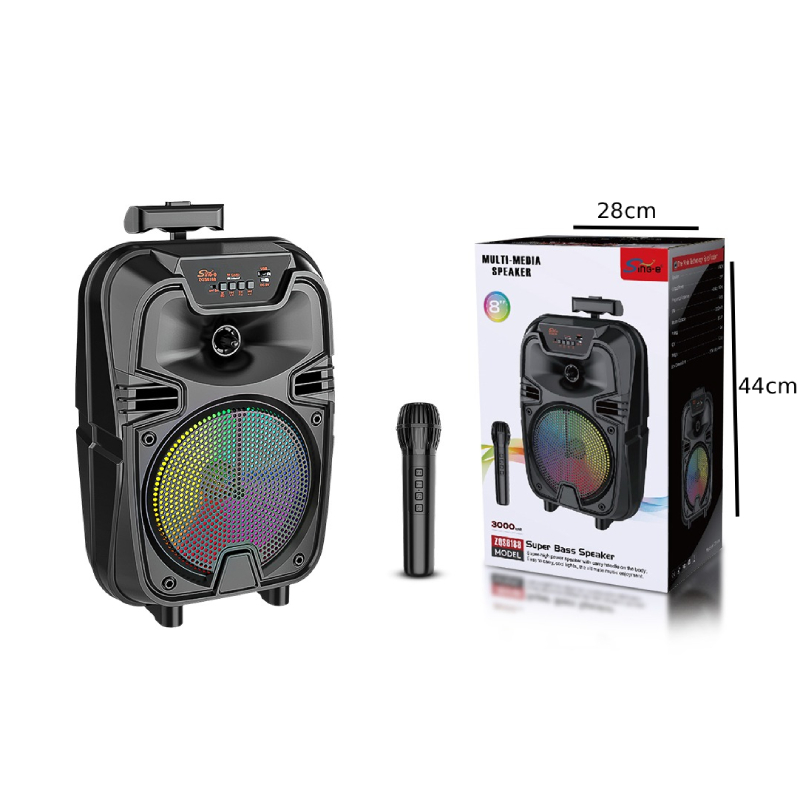 Sing-e Φορητό Bluetooth Ηχείο Karaoke 8" με Ασύρματο Μικρόφωνο & LED Φωτισμό ZQS8188- 8" Portable Bluetooth Karaoke Speaker with Wireless Microphone & LED Lights - Image 5
