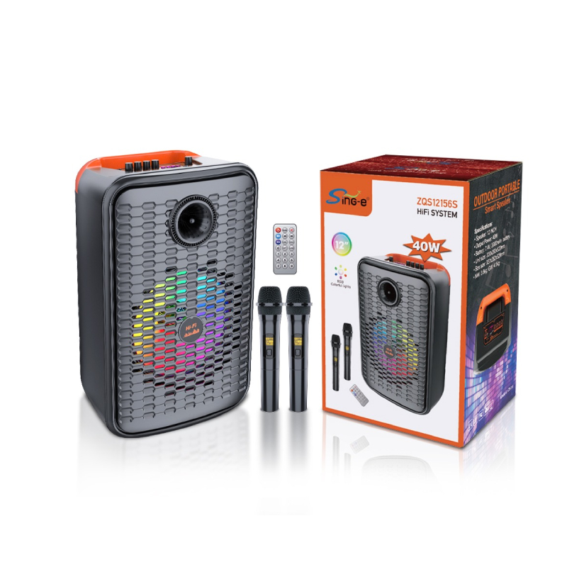 Sing-e Φορητό Bluetooth Ηχείο Karaoke 12" 40W με 2 Ασύρματα Μικρόφωνα & Τηλεχειριστήριο ZQS12156S - 12" 40W Portable Bluetooth Karaoke Speaker with 2 Wireless Microphones & Remote