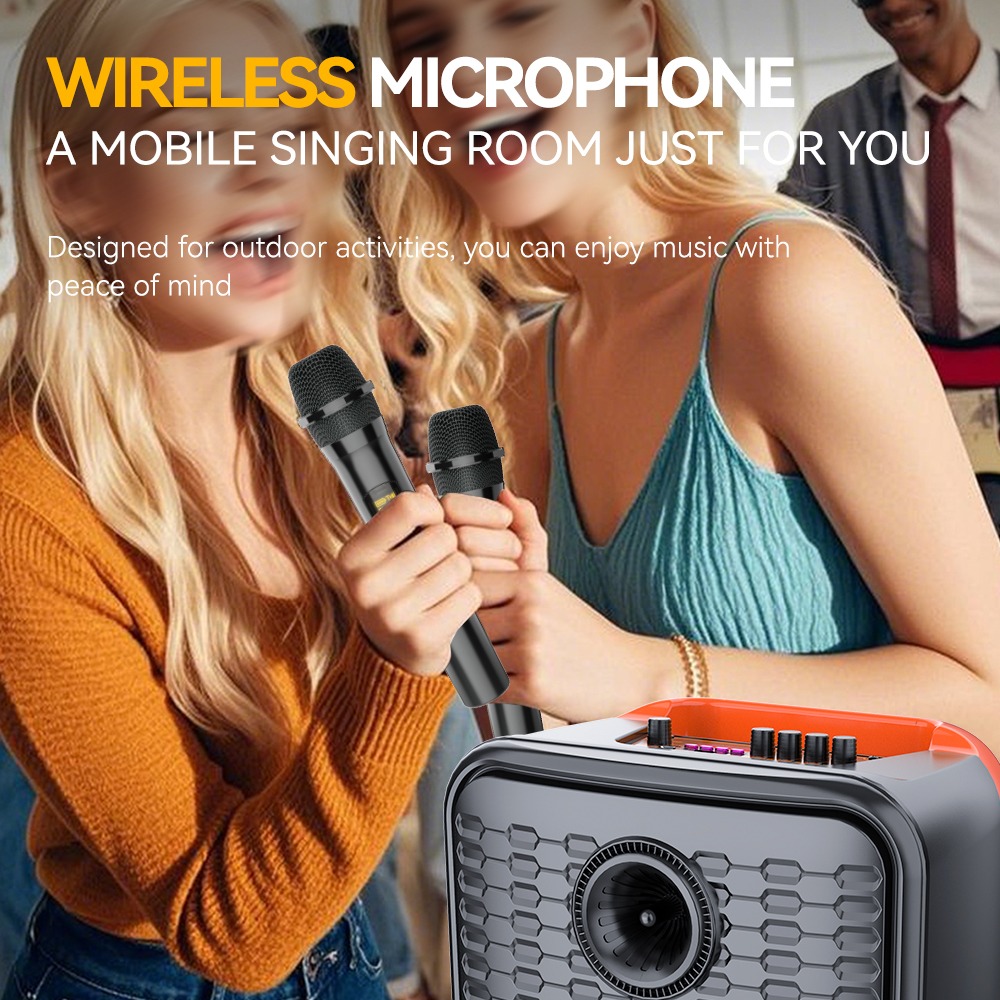 Sing-e Φορητό Bluetooth Ηχείο Karaoke 12" 40W με 2 Ασύρματα Μικρόφωνα & Τηλεχειριστήριο ZQS12156S - 12" 40W Portable Bluetooth Karaoke Speaker with 2 Wireless Microphones & Remote - Image 6
