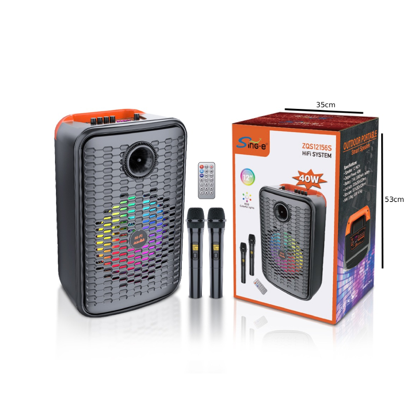 Sing-e Φορητό Bluetooth Ηχείο Karaoke 12" 40W με 2 Ασύρματα Μικρόφωνα & Τηλεχειριστήριο ZQS12156S - 12" 40W Portable Bluetooth Karaoke Speaker with 2 Wireless Microphones & Remote - Image 7