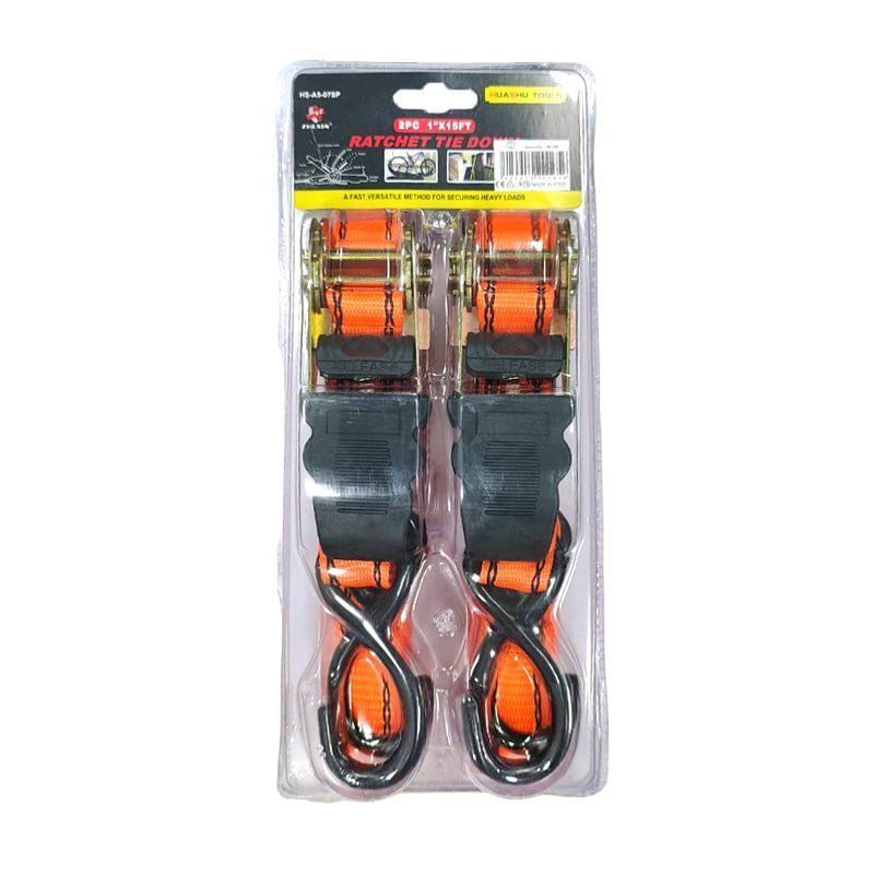 Zhexin Ιμάντας φορτίων 2τεμ 1" x 15FT - Λουριά για στερέωση φορτίου HS-A5-07SP - Ratchet tie - sukki.gr