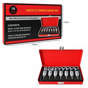 Alternative view of Κασετίνα Καρυδάκια TORX & E-TORX 16 Τεμαχίων 1/2" - 16PCS 1/2" Torx & E-Torx Socket Set