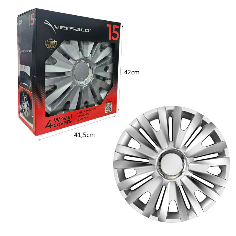 Versaco Σετ Τάσια Αυτοκινήτου 4τμχ 15" Ασημί - Wheel Covers - Image 3