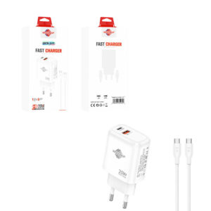 Wisdomup Φορτιστής Κινητού USB-C και USB με Καλώδιο Type-C σε Type-C 20W OCD-31T - Fast Charger with Type-C to Type-C Cable - sukki.gr