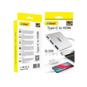 Andowl Type C σε HDMI Αντάπτορας με πολλές Θύρες Q-308 - Type C to HDMI - sukki.gr