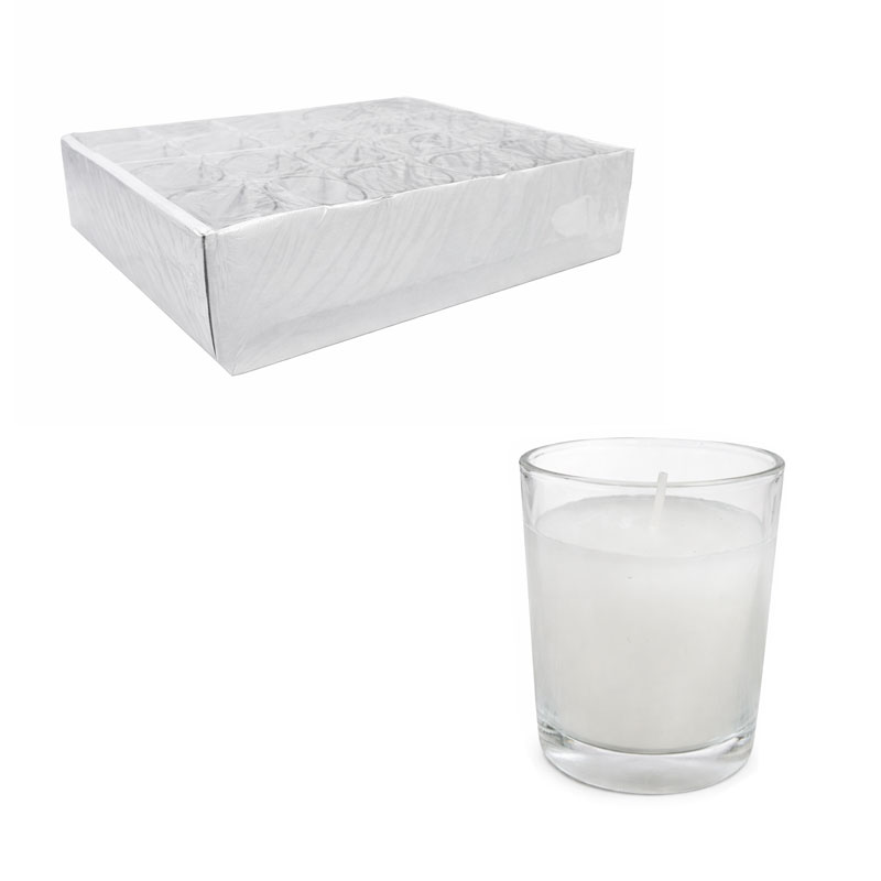 Γυάλινο Κερί Ρεσώ Λευκό – White Glass Votive Candle - sukki.gr