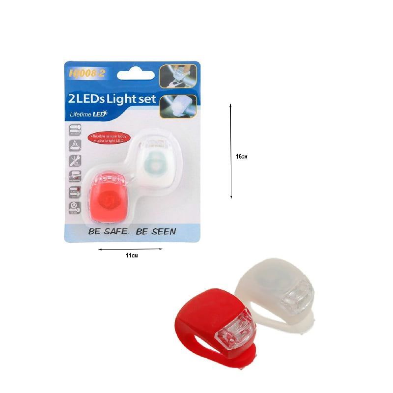 Σετ φώτα ποδηλάτου σιλικόνης HJ008-2 LEDs light set - Bike light set - Image 4