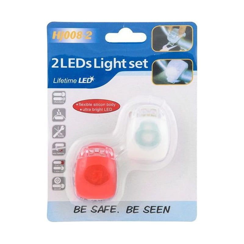 Σετ φώτα ποδηλάτου σιλικόνης HJ008-2 LEDs light set - Bike light set - Image 3