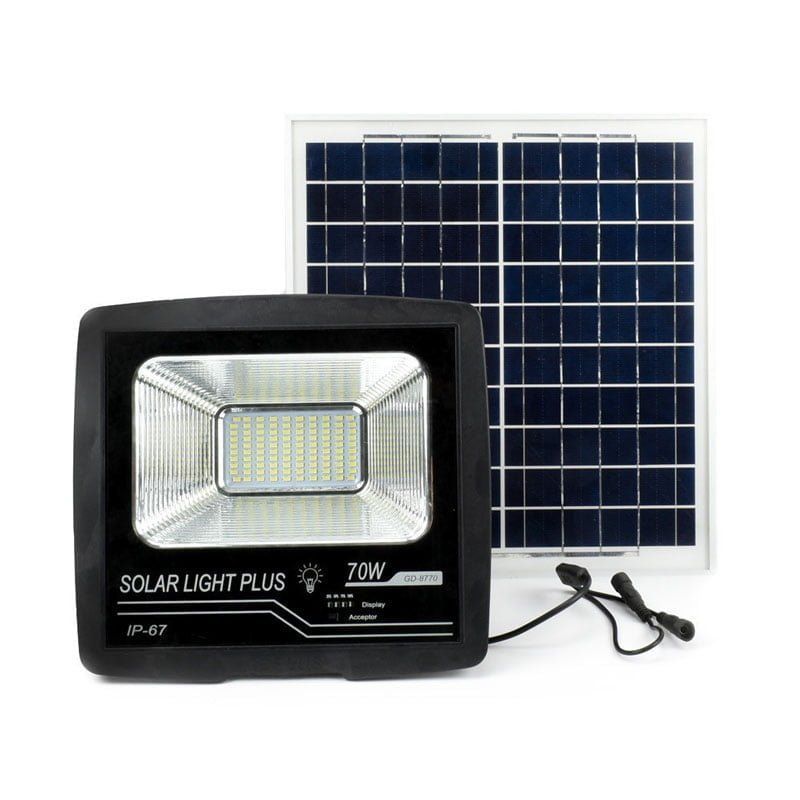 Στεγανός Ηλιακός Προβολέας IP67 Ισχύος 100W με Τηλεχειριστήριο σε Μαύρο χρώμα GD-8770 - Image 3