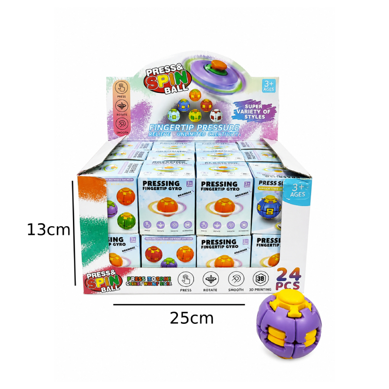 Παιχνίδι Αντιστρές Press & Spin Ball Fidget Μπάλα - Press & Spin Ball Fidget Toy - Image 3