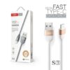 Tranyoo Καλώδιο δεδομένων type-C 5A 1.2m S3-C - Fast charger cable - sukki.gr